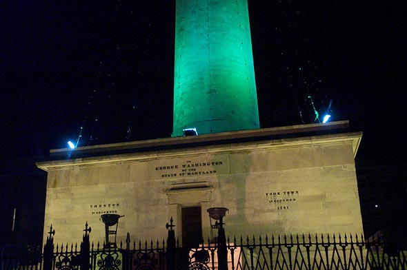 Lit up like a big green phallus.