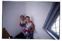 The girls watch as Jen comes down the steps