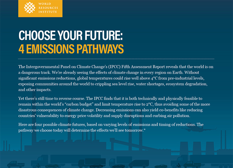 A cutdown of the 4 Emissions Pathways infographic, showing the introduction.