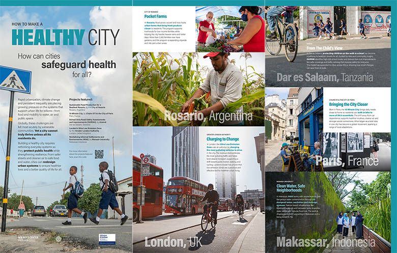 A spread of WRI's Annual Reports from 2014-2024.