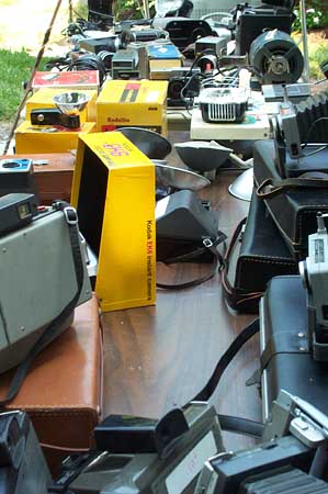 the table I set up for the Route 90 sale. More cameras than I could fit in the picture.