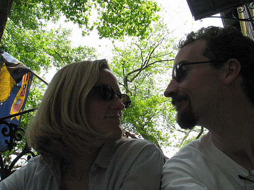 On the steps of our hotel. Can you see the love?